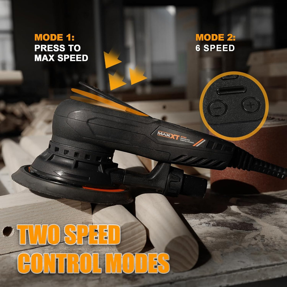 Electric 5mm Random Orbital Sander Brushless 350W 3A