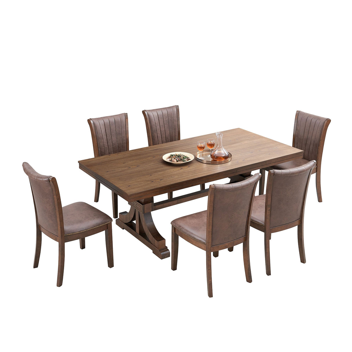 78.74" Rectangular Rubber Wood Dining Table for 6-8 in Oak
