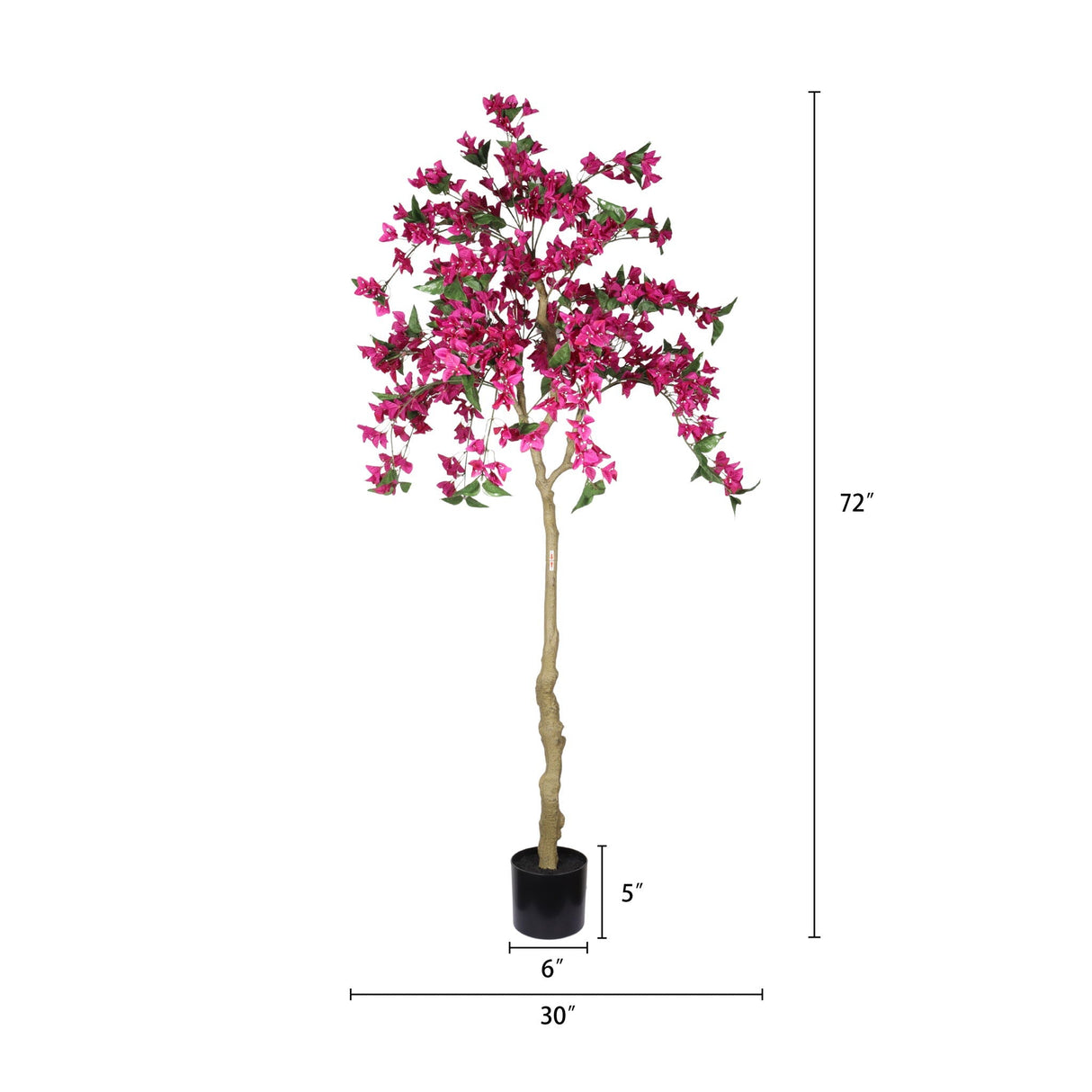 Artificial Bougainvillea Tree - Dark Pink with Green Leaves
