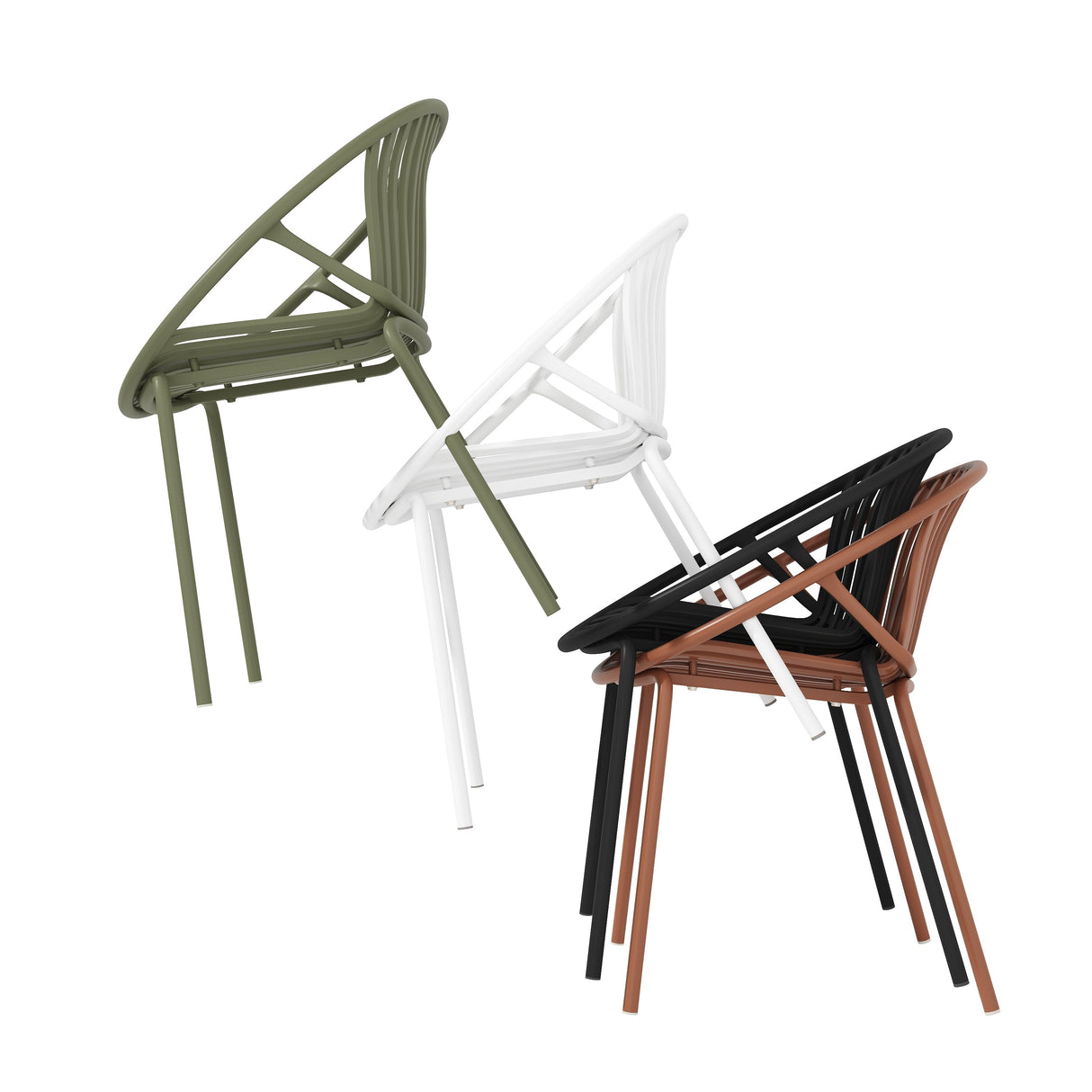 Patio Dining Chairs Stackable Chairs with Breathable Design (Set of 2)