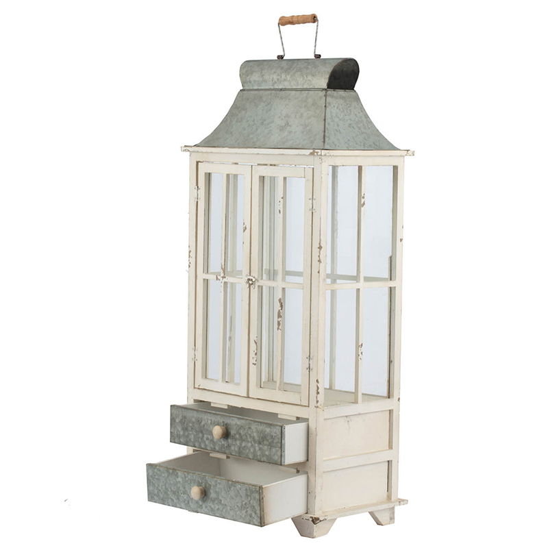 Wooden Candle Lantern DecorativeHurricane Lantern Holder - Ivory