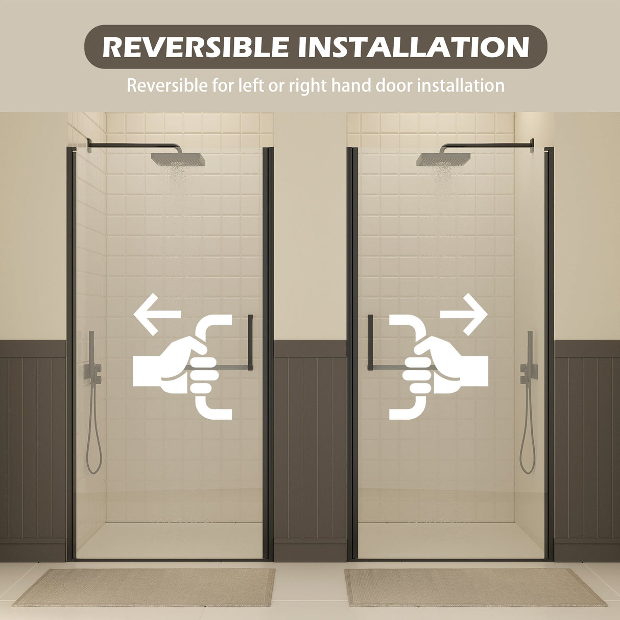 27-28" W × 72" H Frameless Pivot Shower Door