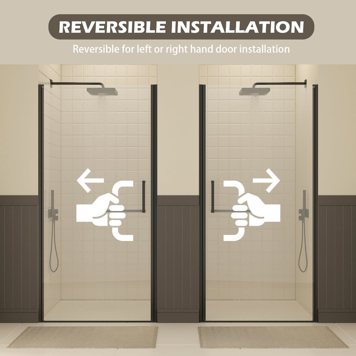 27-28" W × 72" H Frameless Pivot Shower Door