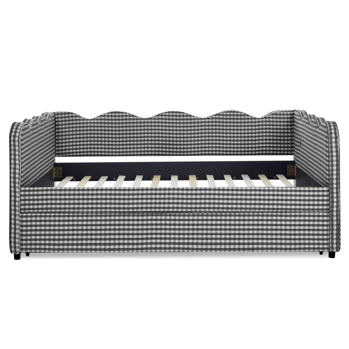 Gingham Daybed With USB Charging Port, Wave-Shaped Design