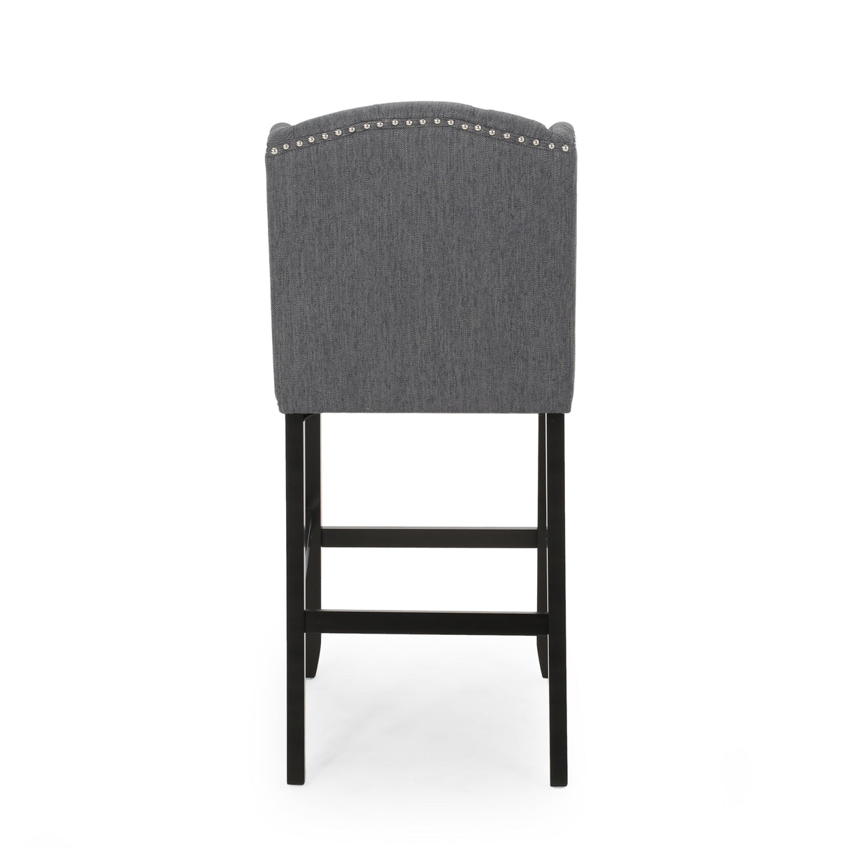 Fabric Tufted Counter Stool with Nailhead Accents - Set of 2 Charcoal