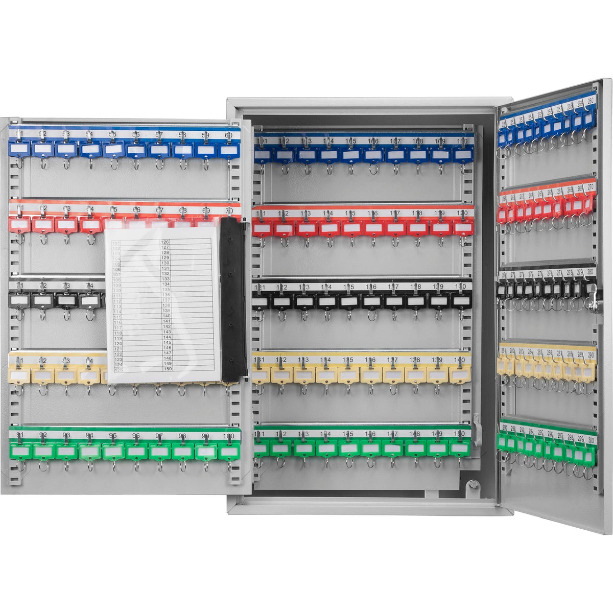 Adjustable Key Cabinet with Lock - Multiple Sizes, Gray or Black