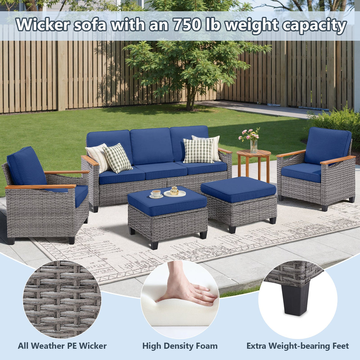 69.7" Wide Outdoor Wicker Patio Sofa