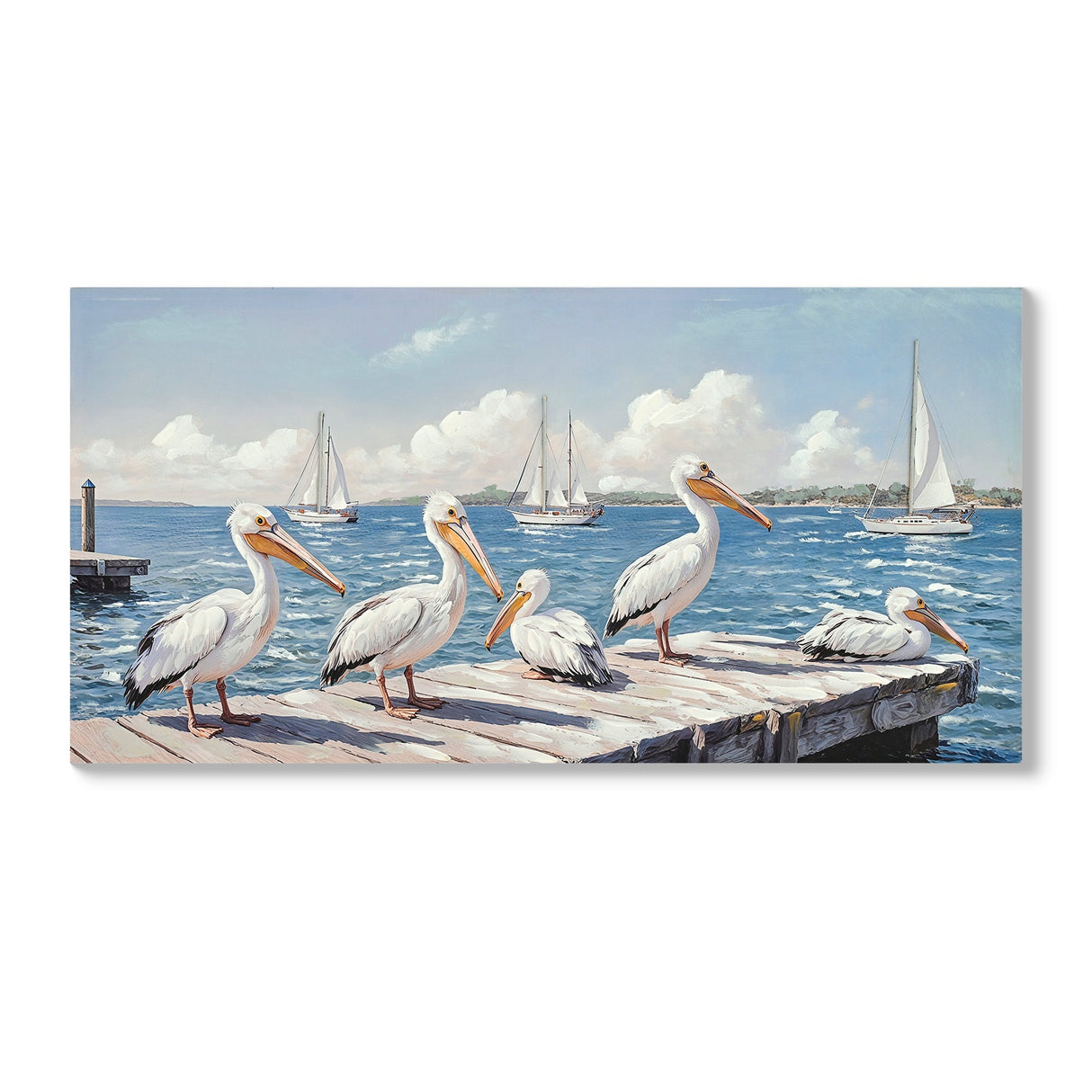 Beach Wall Art - Large Blue Ocean Seagull Canvas