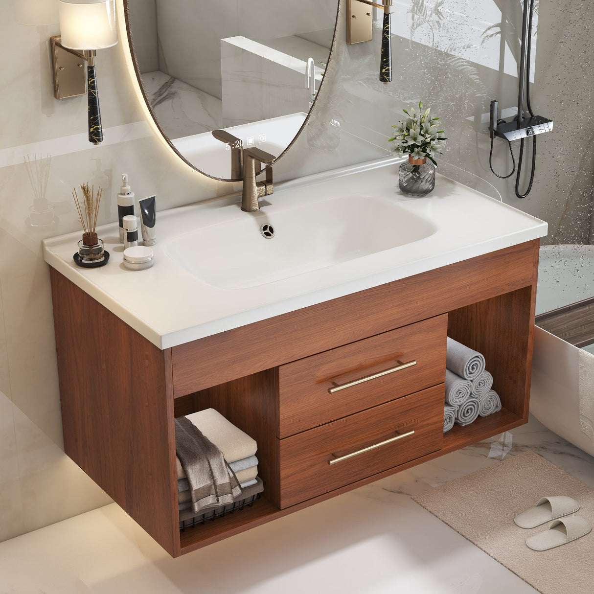 35.4" Mid-century Modern Single Bathroom Vanity