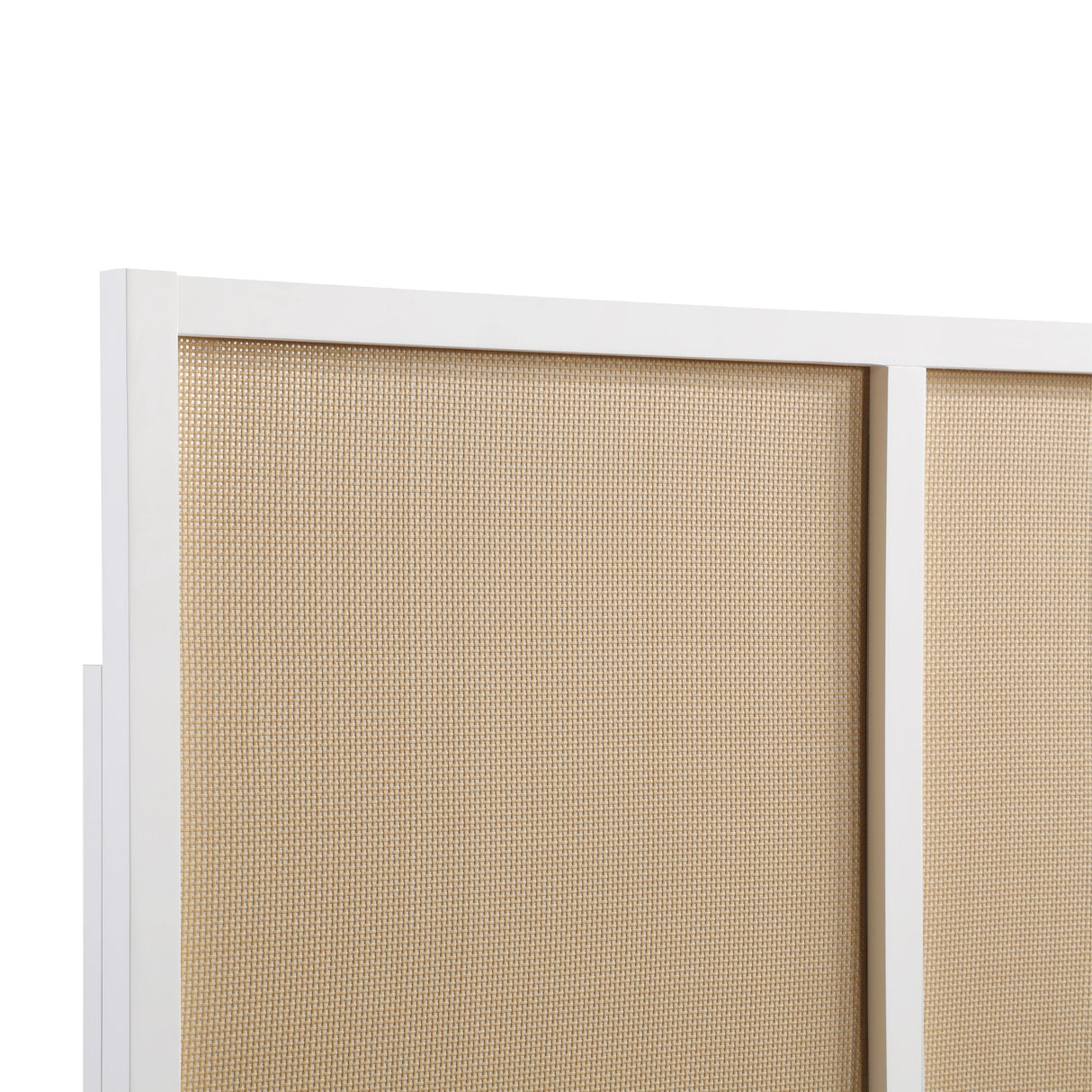 Barkley Cane and Solid Wood Headboard in White with Adjustable Height for Queen/Full Beds