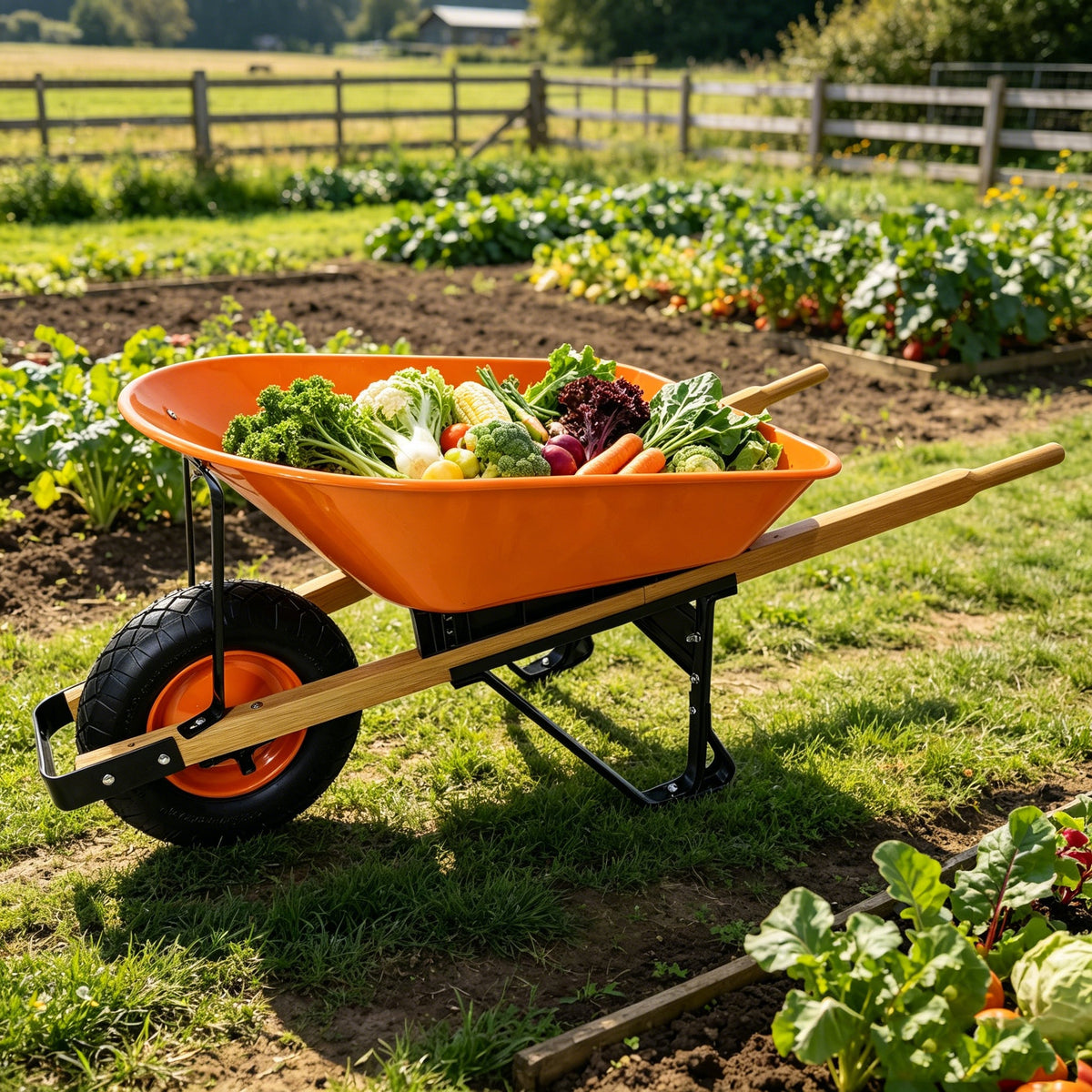 Steel Tray Wheel Barrow with Durable ABS+Steel Construction - Garden