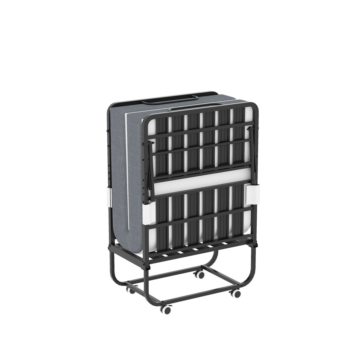 Twin Folding Bed With Memory Foam Mattress, Space Saving Rollaway Guest, On Wheels, Portable For Adults & Guests - Black