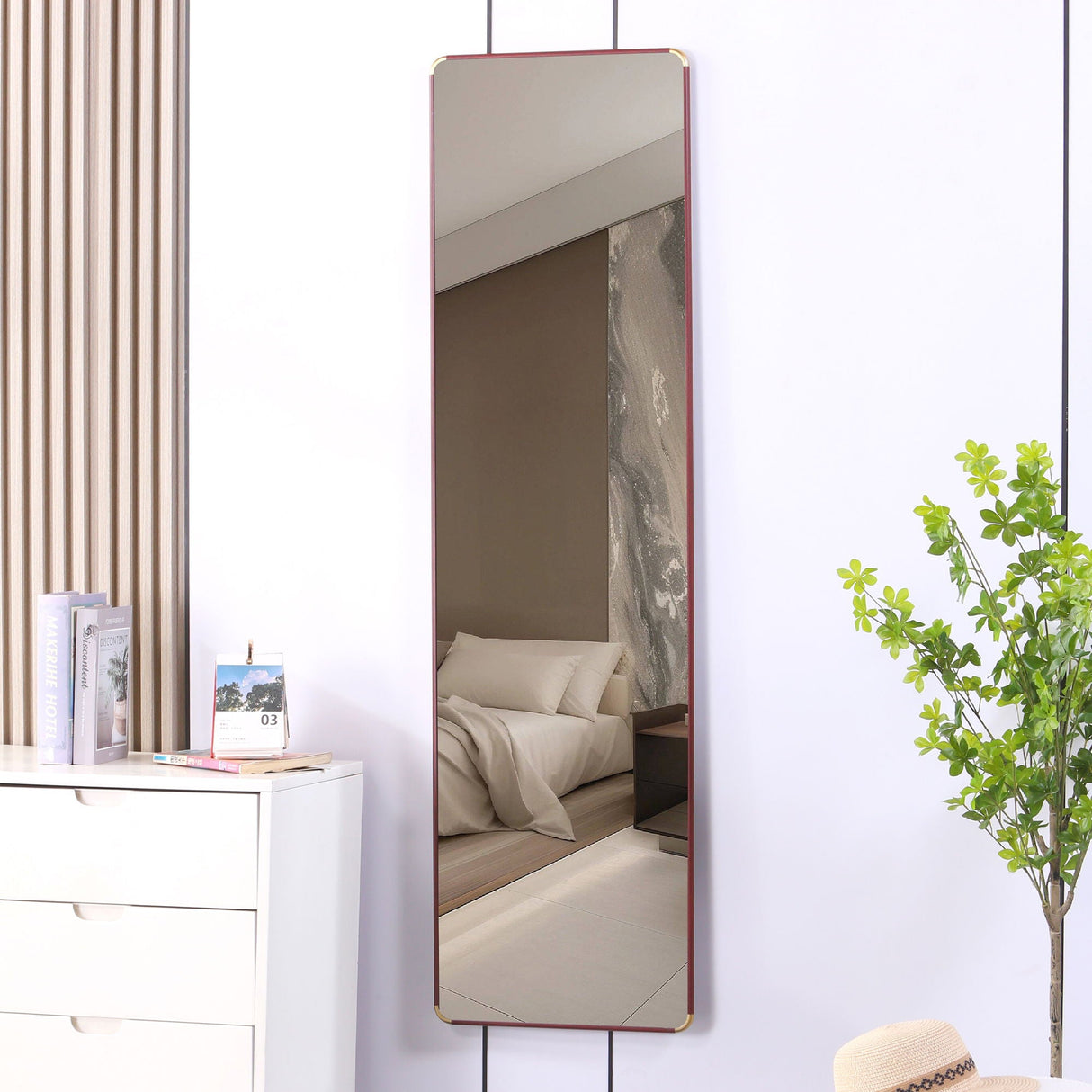 4Th Generation Floor Standing Full Length Mirror Wall Mounted Glass - Transparent