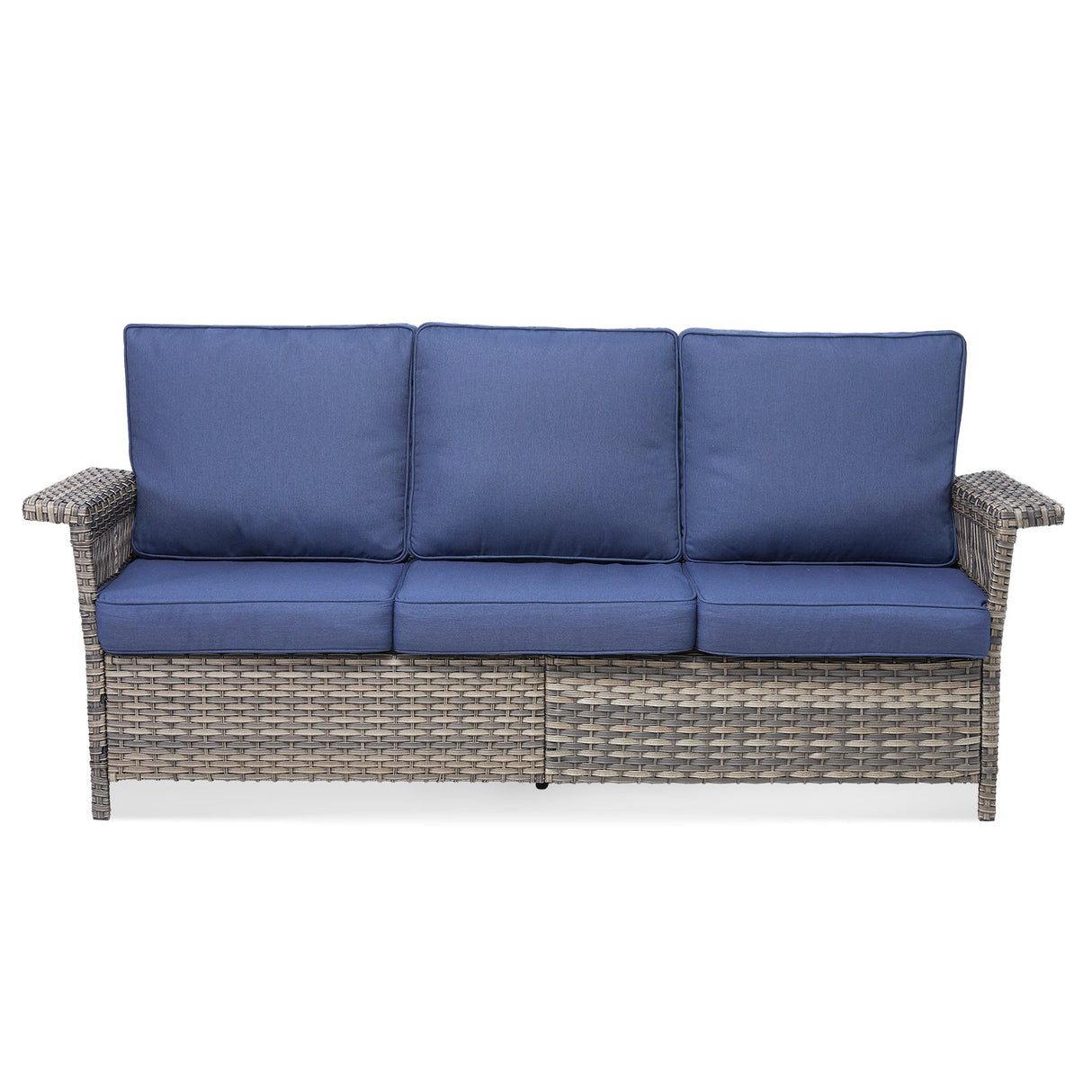 76.7" Wide Outdoor Wicker Patio Sofa with Armrests