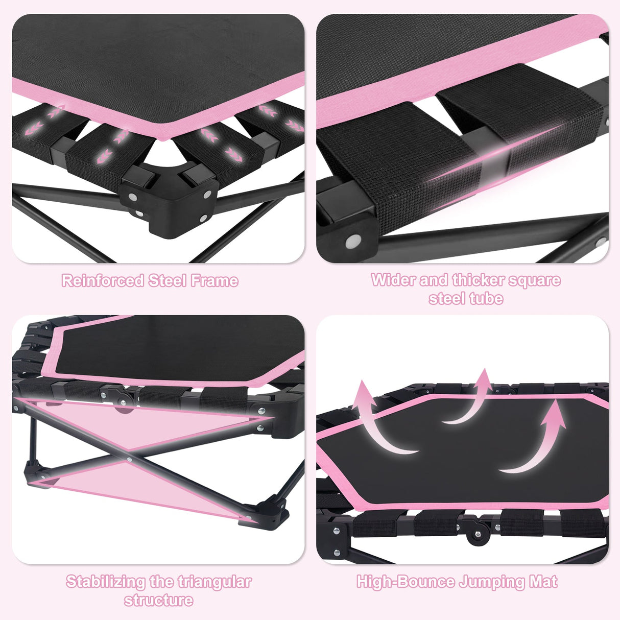 42" Foldable Mini Trampoline with Adjustable T-Bar