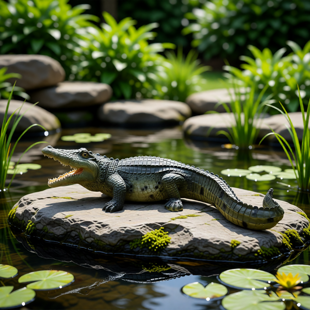 23' Simulated Crocodile Garden Statue, Resin Animal Ornament