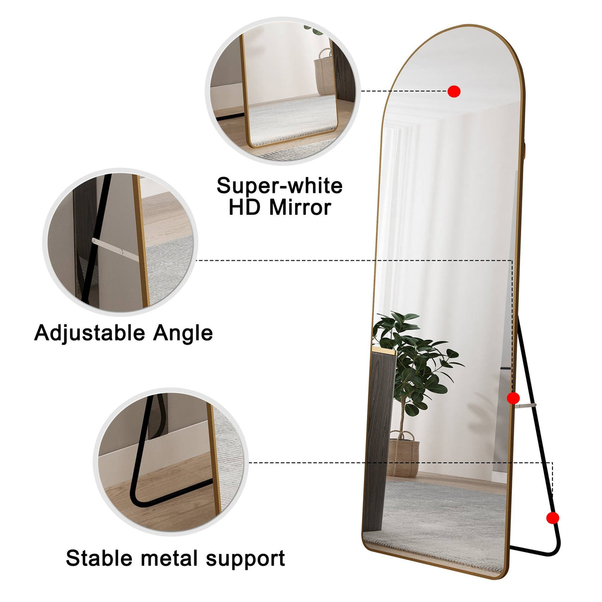 The 4th Generation Floor Mounted Full Length Mirror with Gold Frame