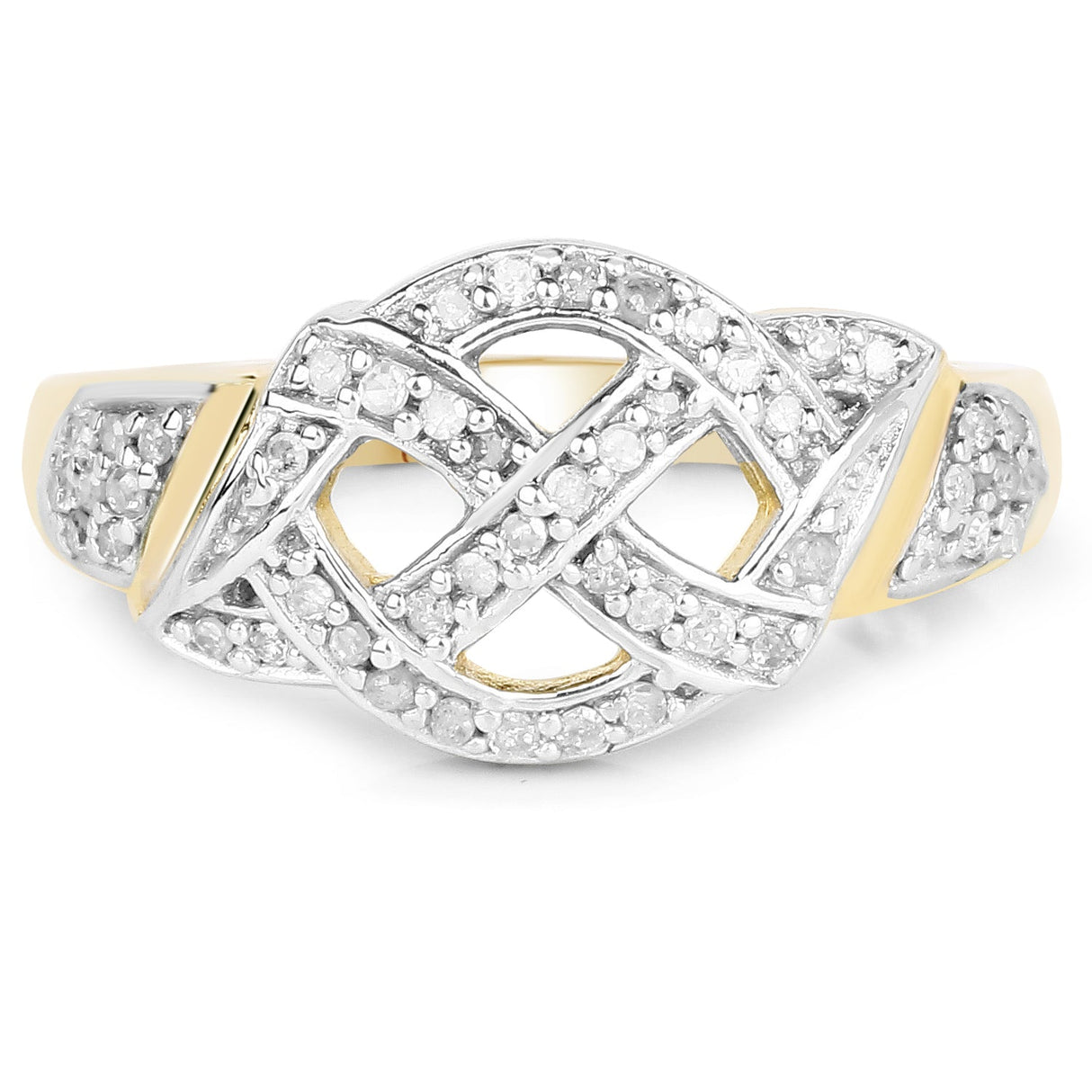 14K Yellow Gold Plated 0.21 Carat Genuine White Diamond .925 Sterling Silver Ring