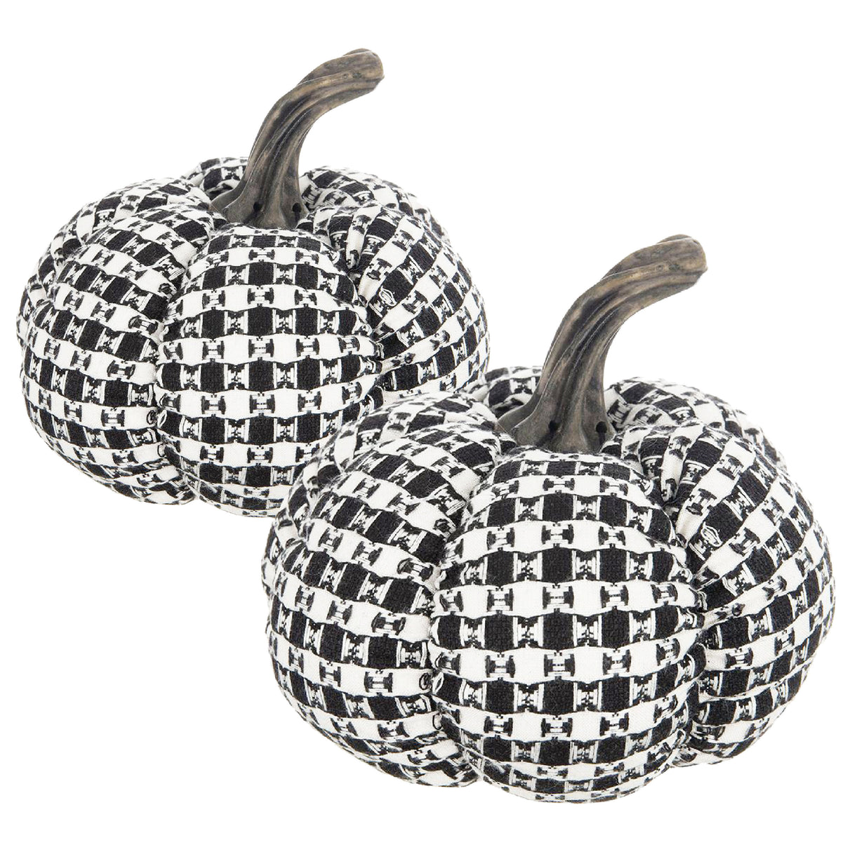 Set of Two Farmhouse Plaid Fabric Pumpkins by Bruce