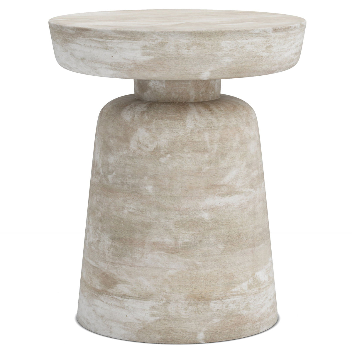 Handcrafted Mango Wood Accent Table with Sculptural Design - Multiple Colors