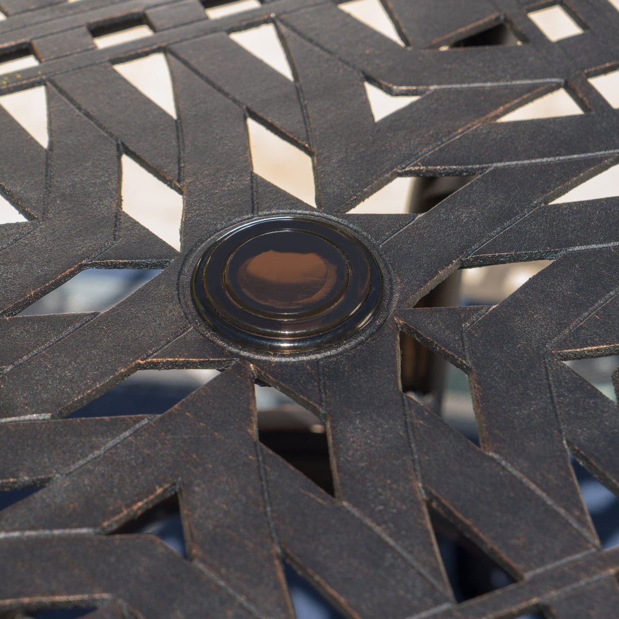 Enchantia - Outdoor Square Dining Table With Weave Tabletop And Flared Legs - Copper
