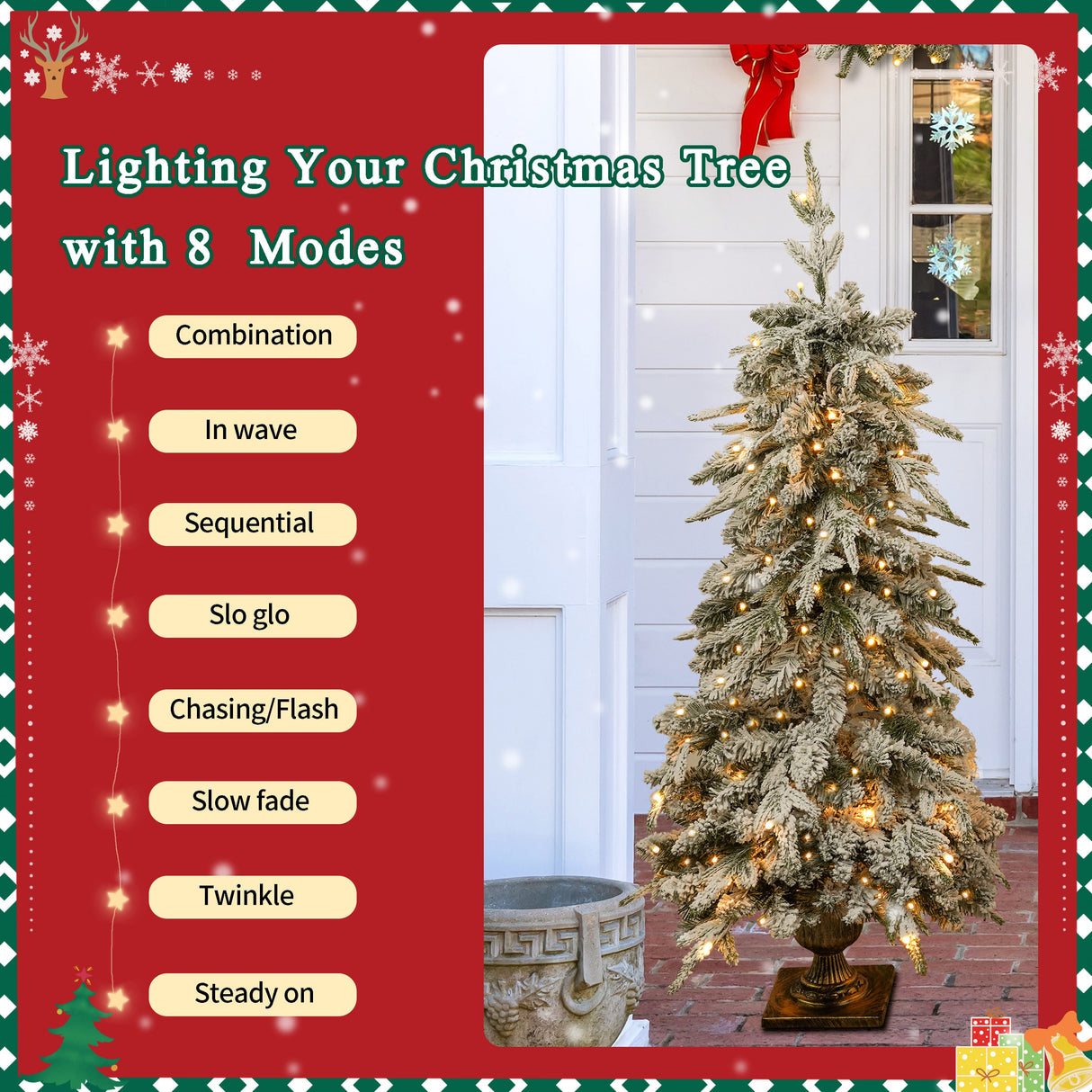 Pre-Lit Christmas Artificial Tree 4-Piece Set