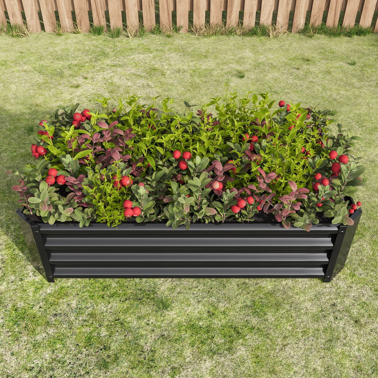 Metal Raised Garden Bed, 4×2×1ft Rectangle Planter
