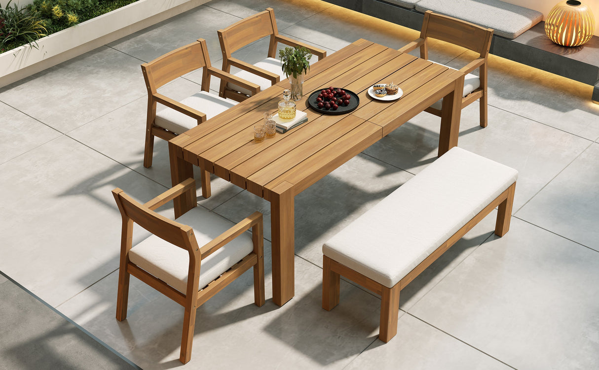 TREXM Patio Dining Table Set for 6 with Umbrella Hole