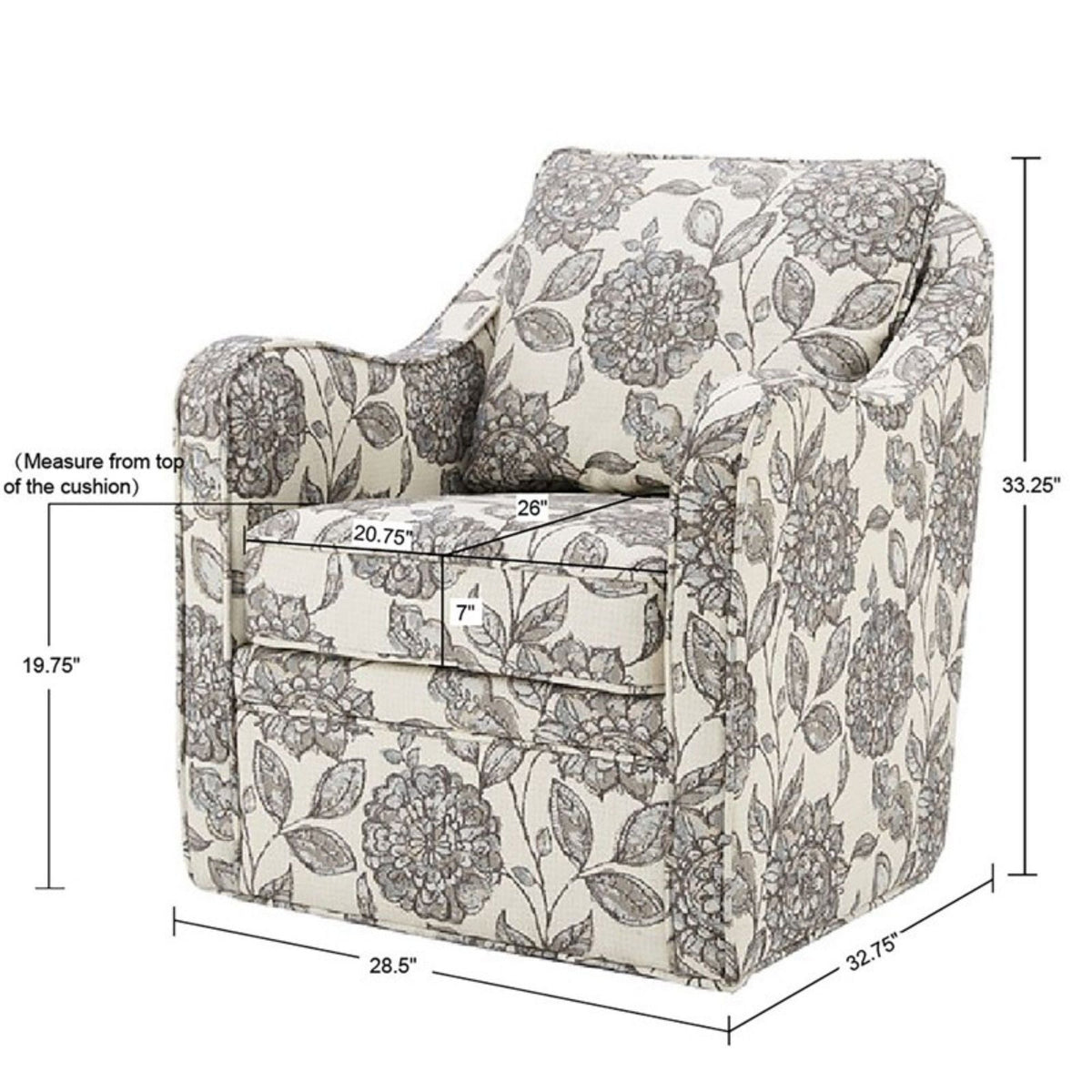 Wide Seat Arm Chair With 360 Degree Rotation