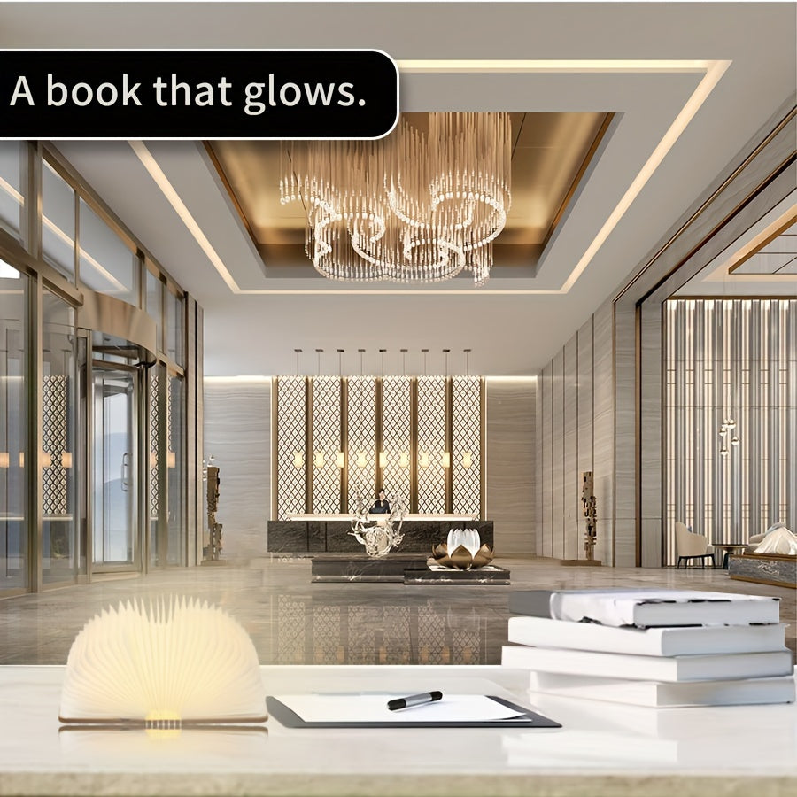 Folding Book Lamp – Rechargeable LED Bedside Light, 3-Color Portable Night Light