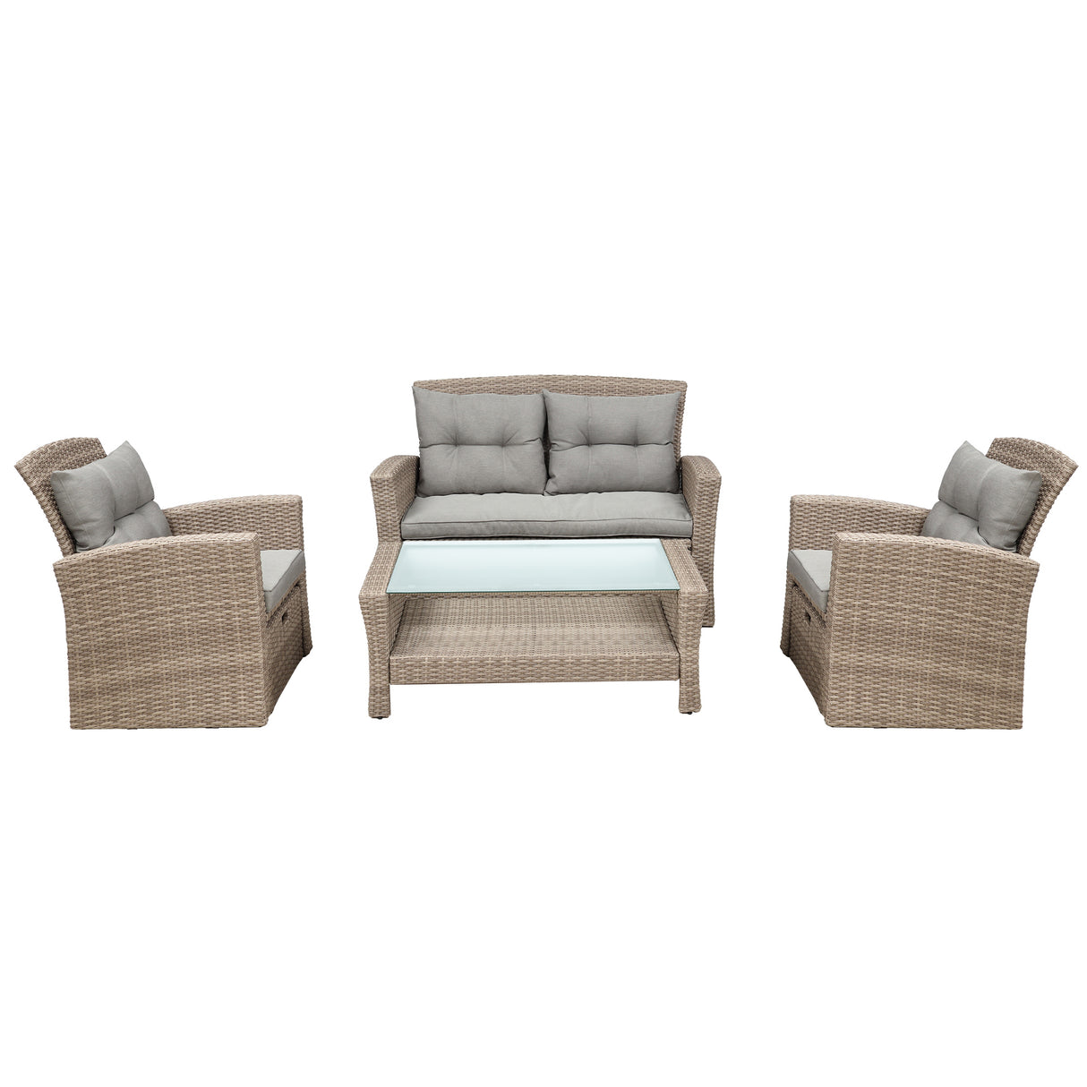 6 piece Tengbian Woven Rattan Outdoor Lounge Set