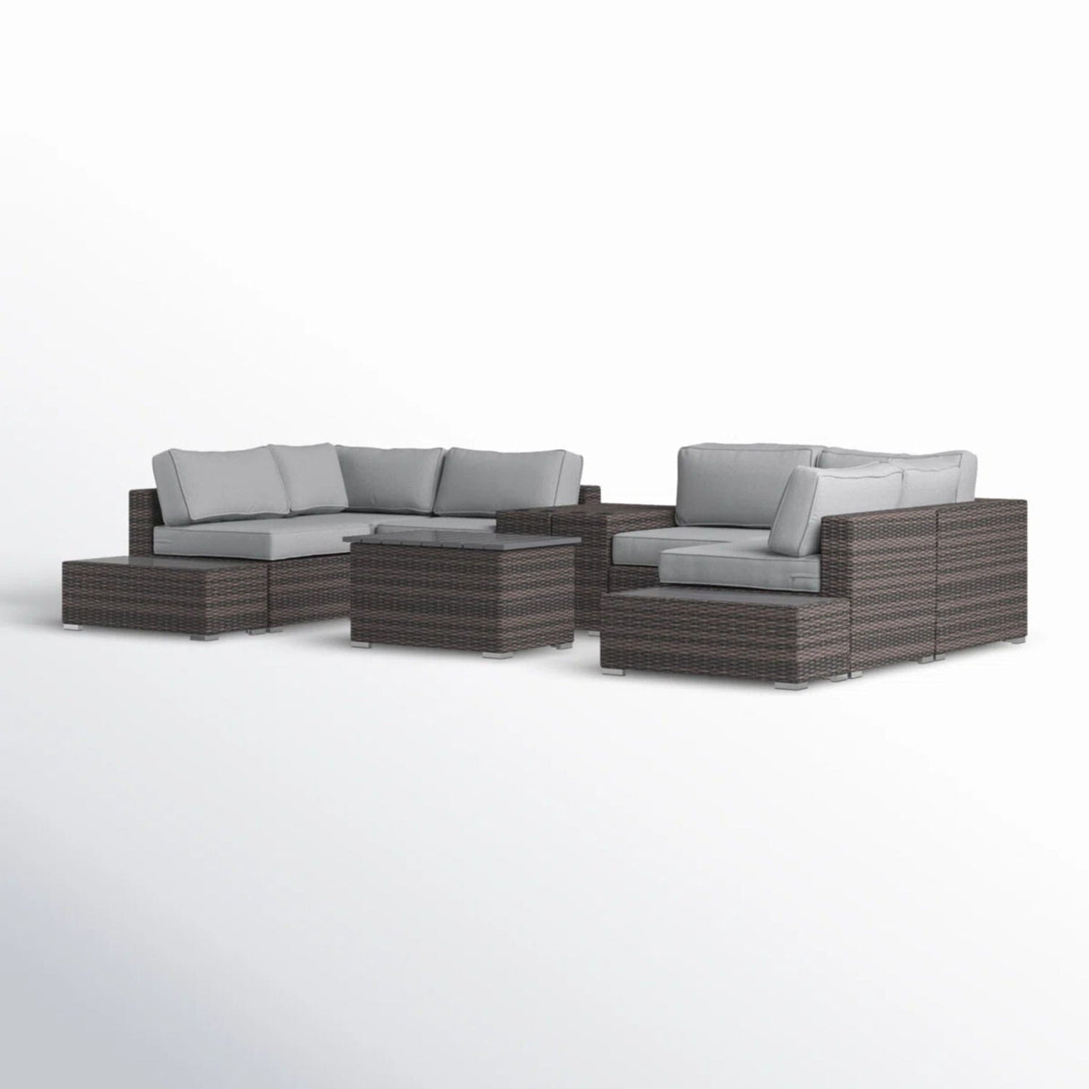 Wicker Sectional Seating Group With Cushions