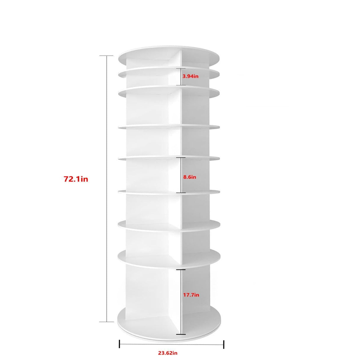 8 Tier Rotating Shoe Rack Tower - White Shoe Organizer
