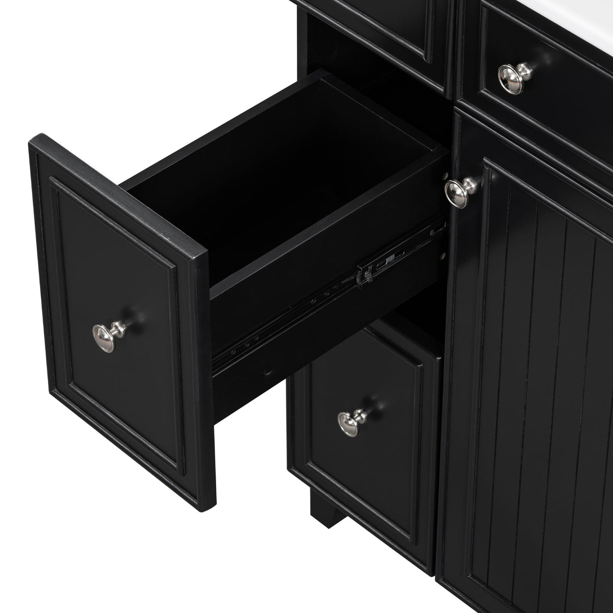 Transitional Style Bathroom Vanity Cabinet With Ceramic Sink