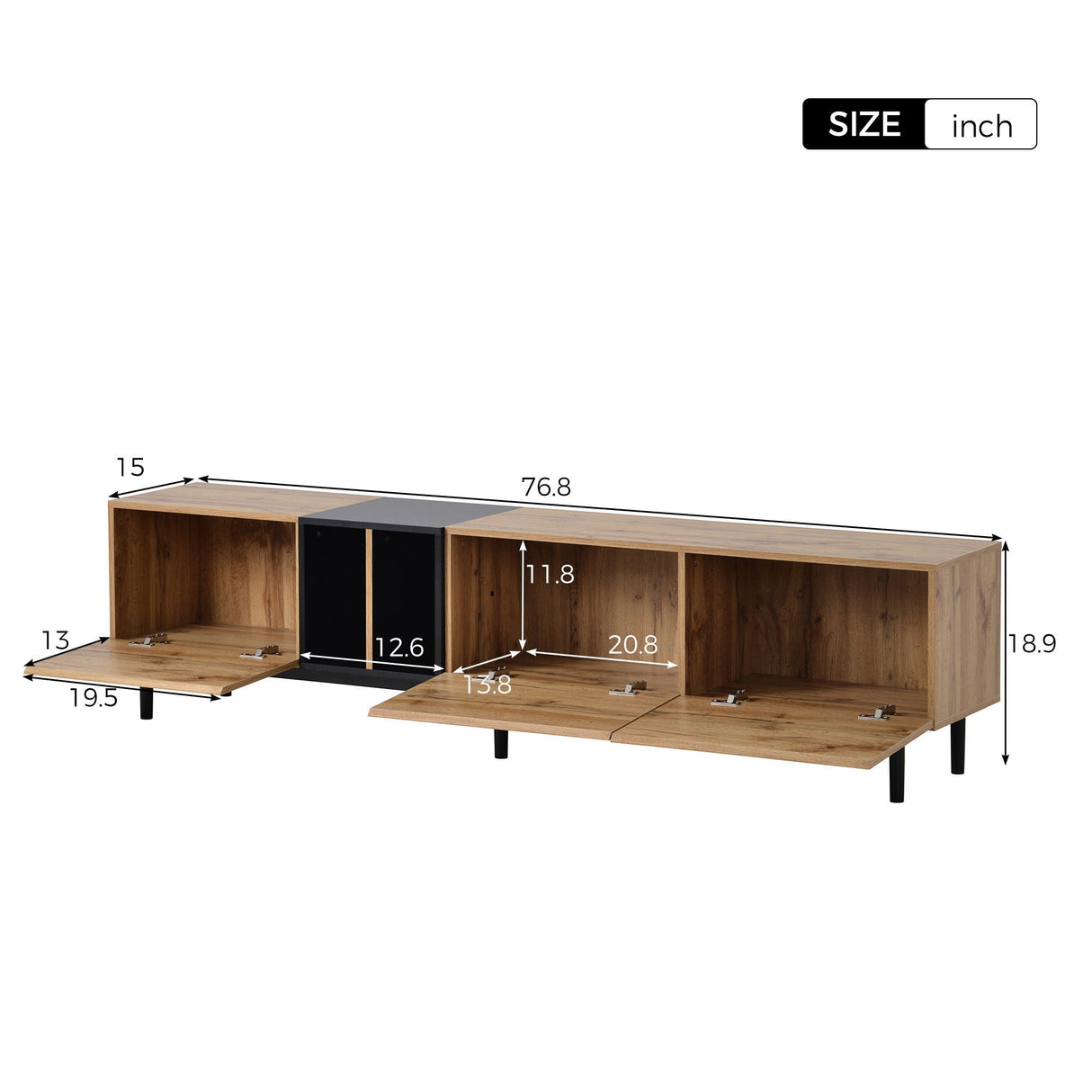 TV Stand With 3 Doors Media Console Table