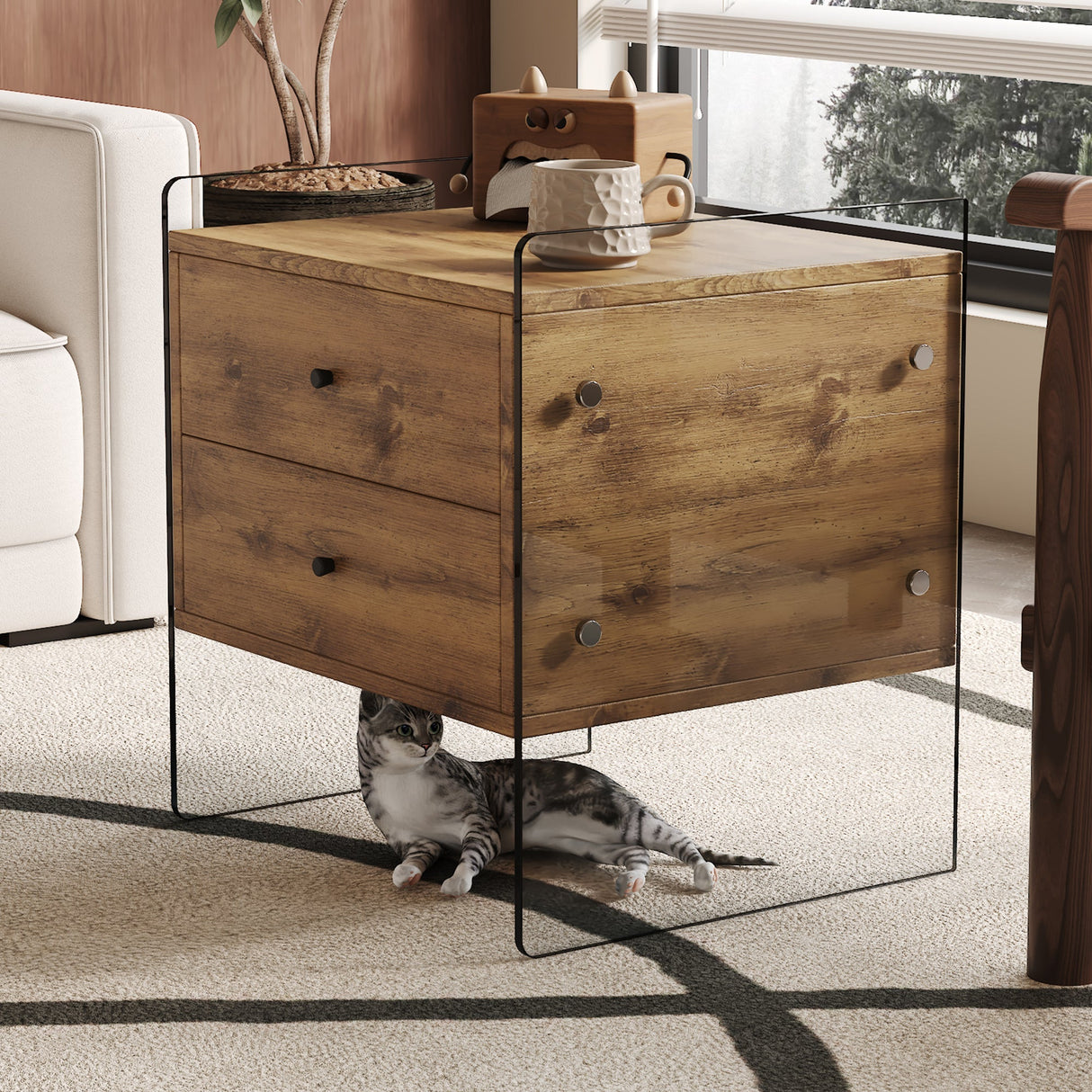 Double-Drawer Bedside Table