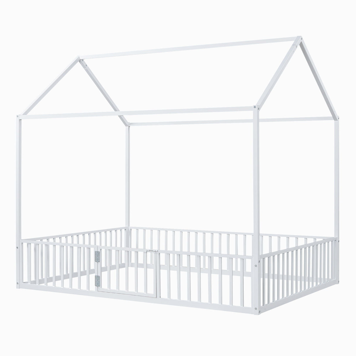 Metal House Bed With Fence And Door