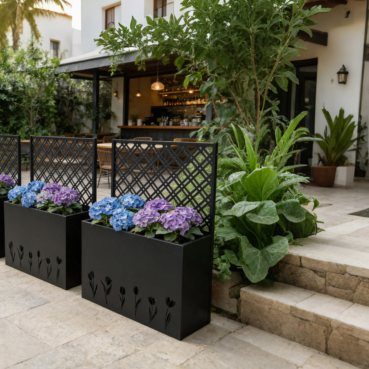 Tall Metal Planter with Trellis