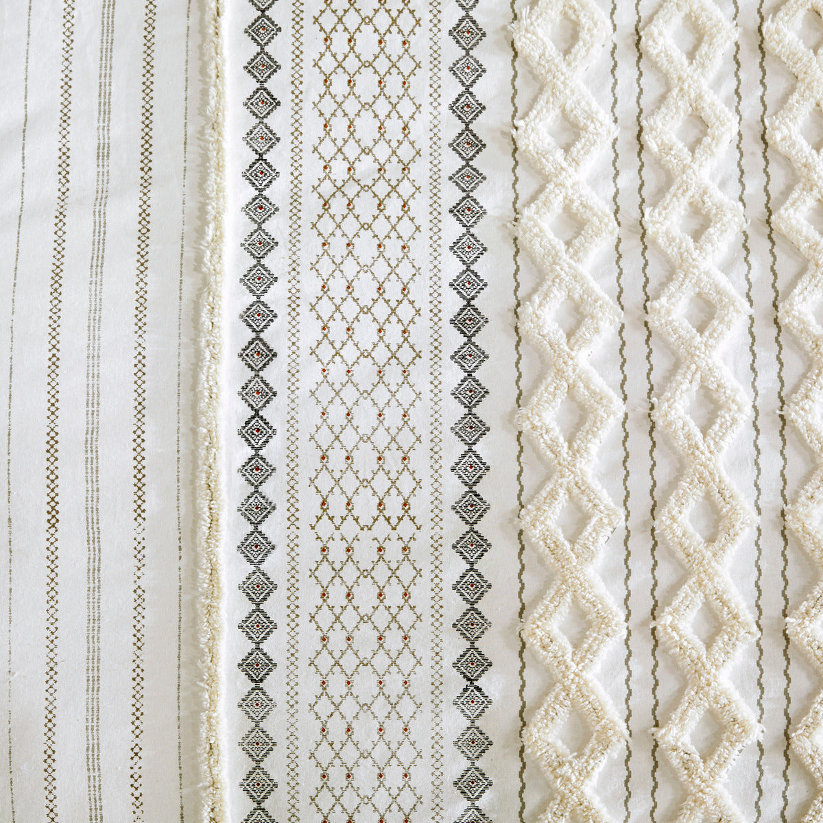 Full/Queen Cotton Printed Duvet Cover Set with Chenille