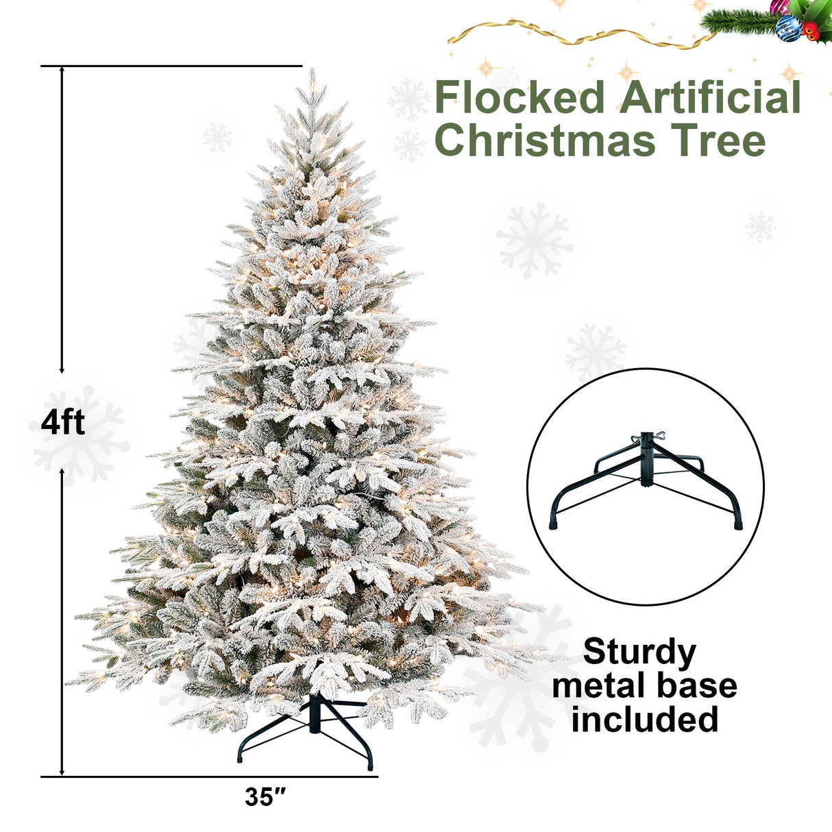 7.5ft Pre-Lit Flocked Artificial Christmas Tree