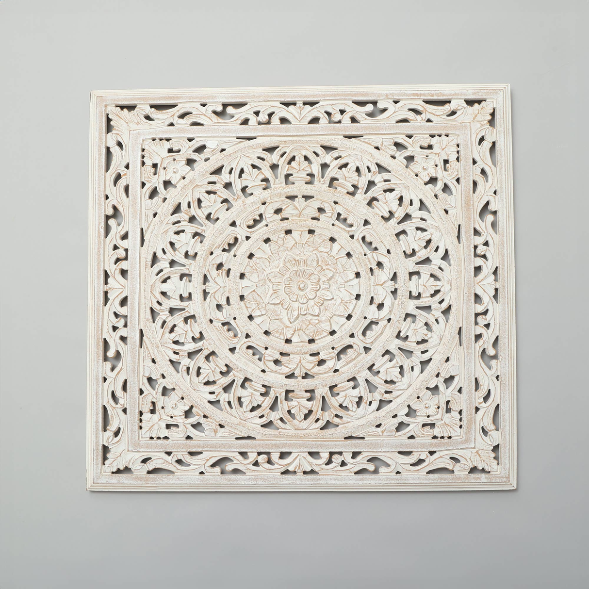 White Square Handcrafted Wooden Wall Decor – 36'x36'