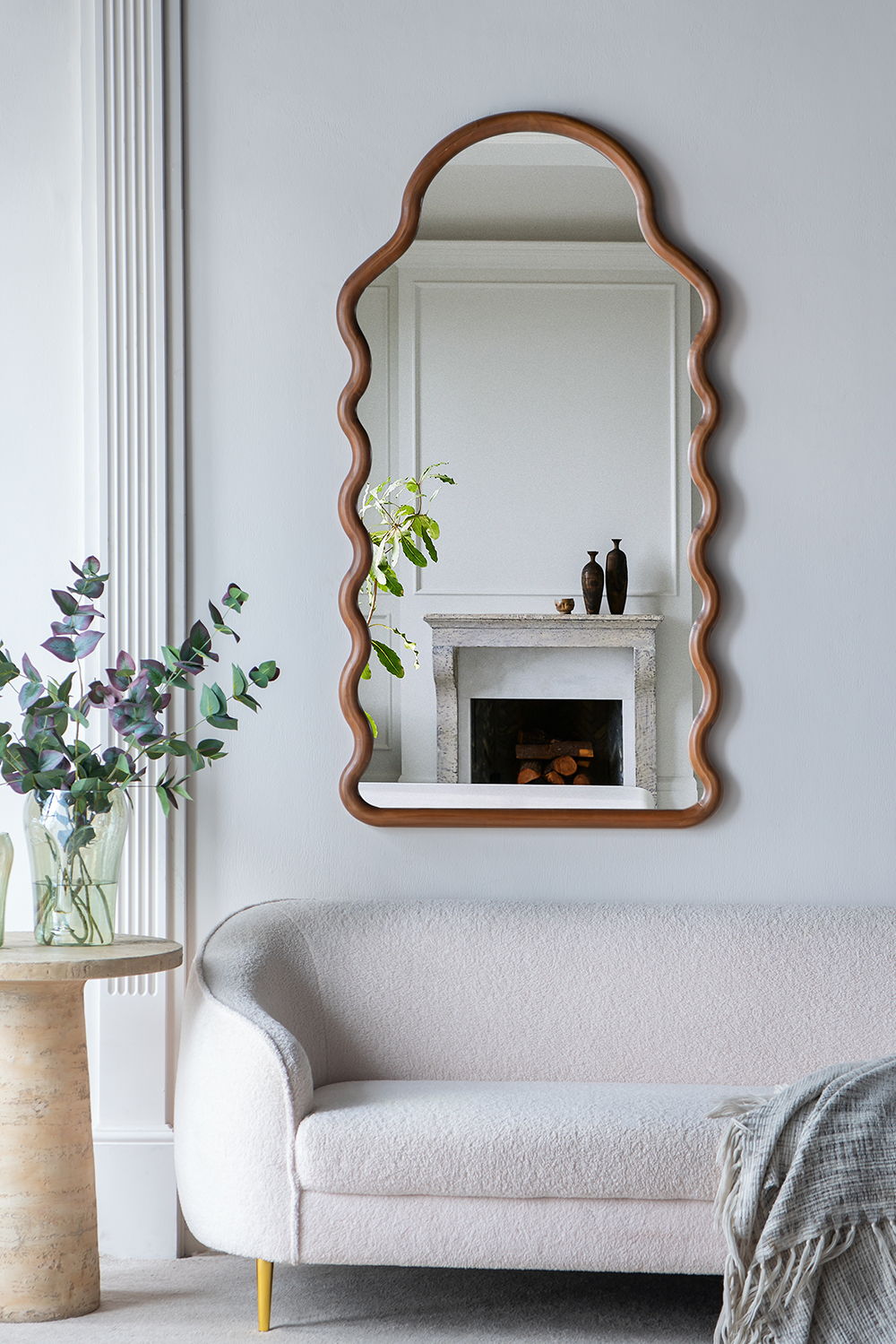 Wood Mirror With Unique Frame - Brown