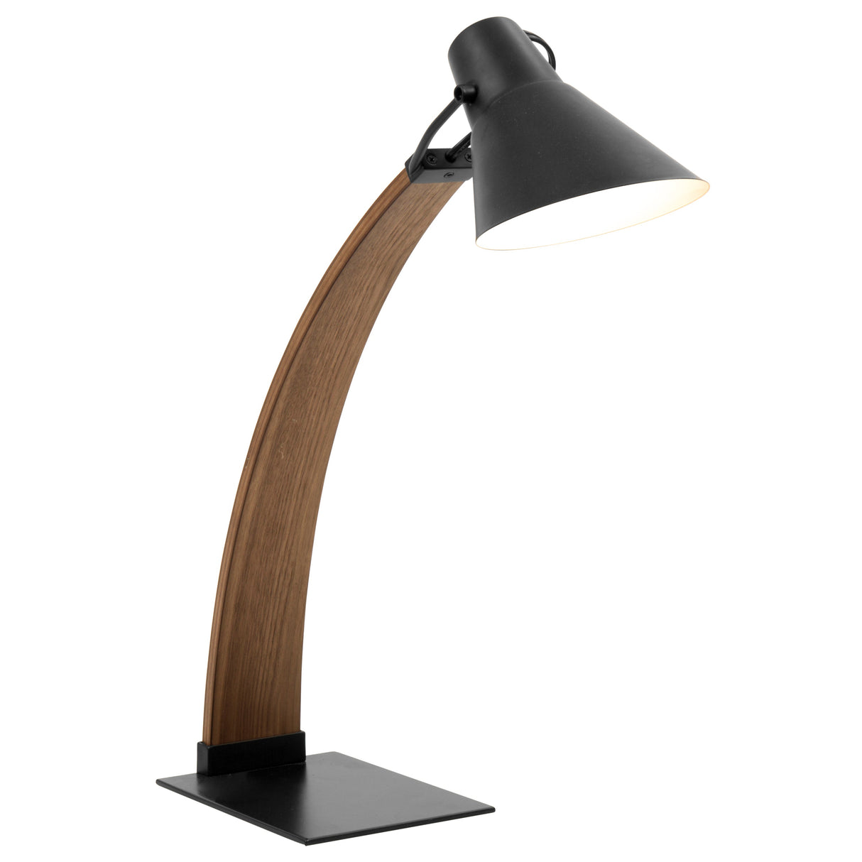 Noah Mid-Century Modern Table Lamp in Walnut and Black