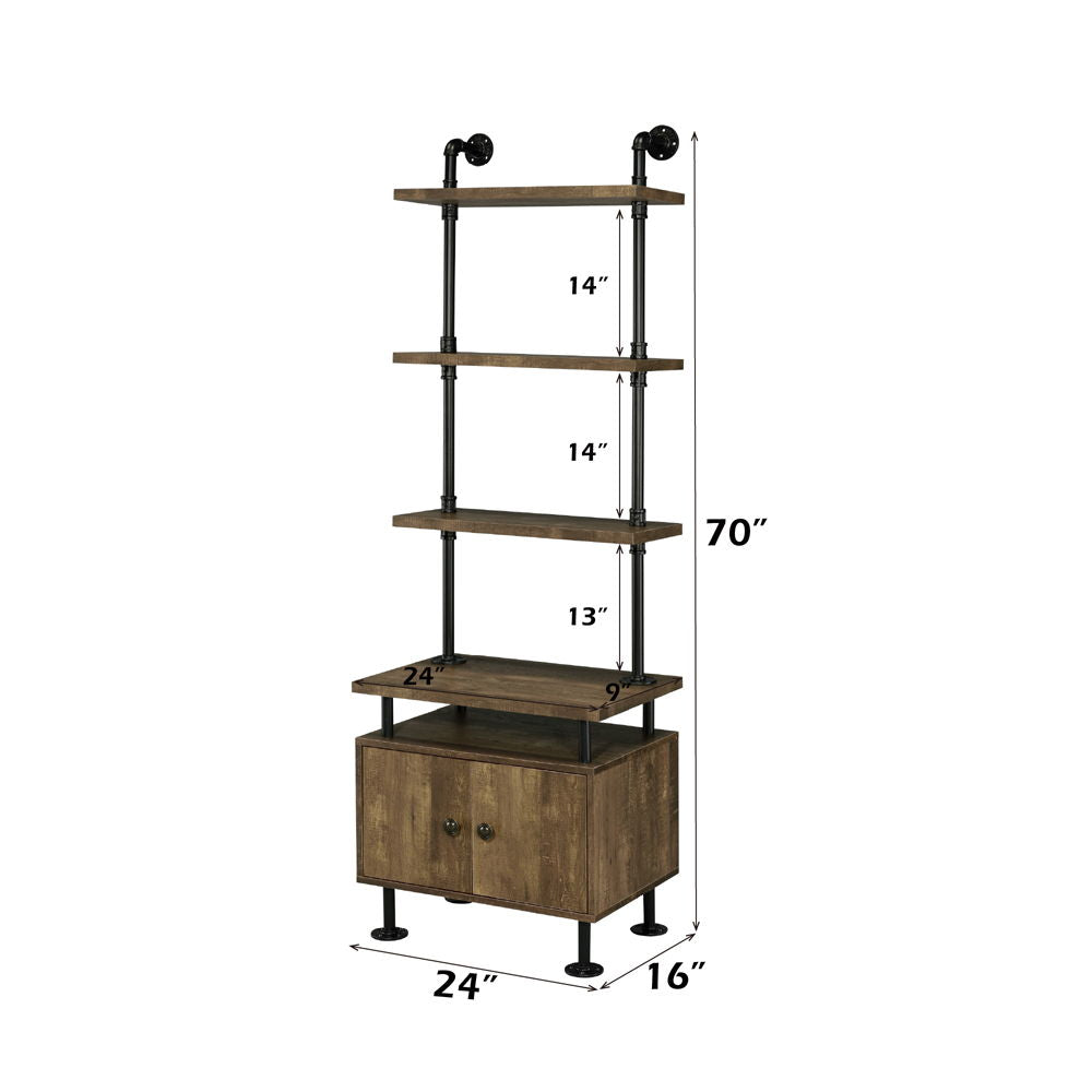 Ensata II - TV Stand Side Pier - Rustic Oak & Black