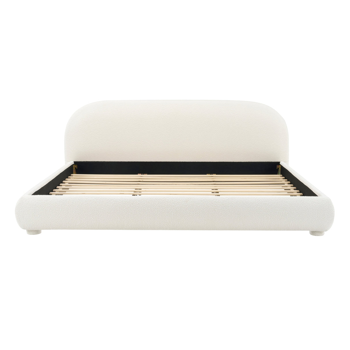 Cream Style Fabric Upholstered Bed, Simple Modern Bedroom King