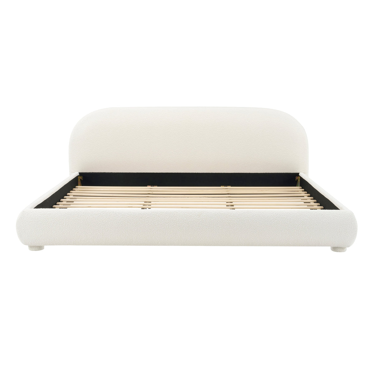 Cream Style Fabric Upholstered Bed, Simple Modern Bedroom King