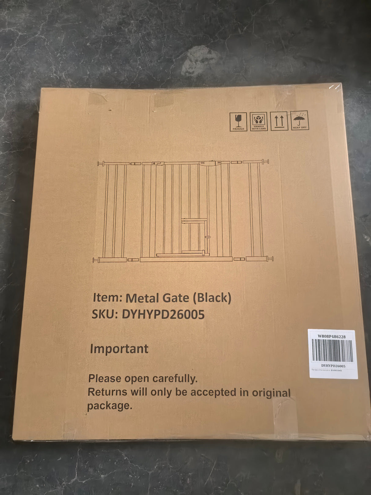 Baby Gate with Cat Door, 29.5-44.1" Metal Pet Door