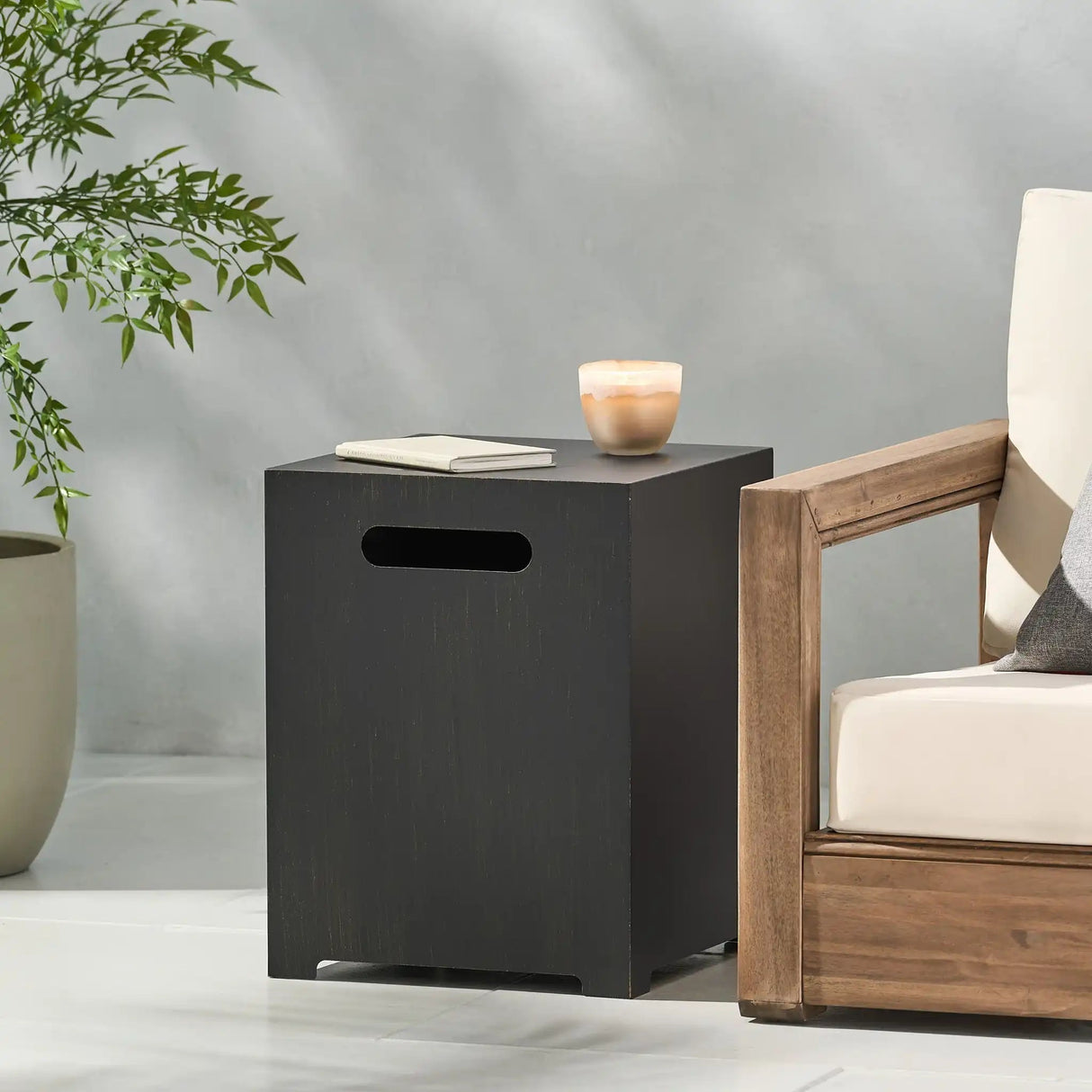 Modern Tank Holder Side Table With Powder Coated Frame