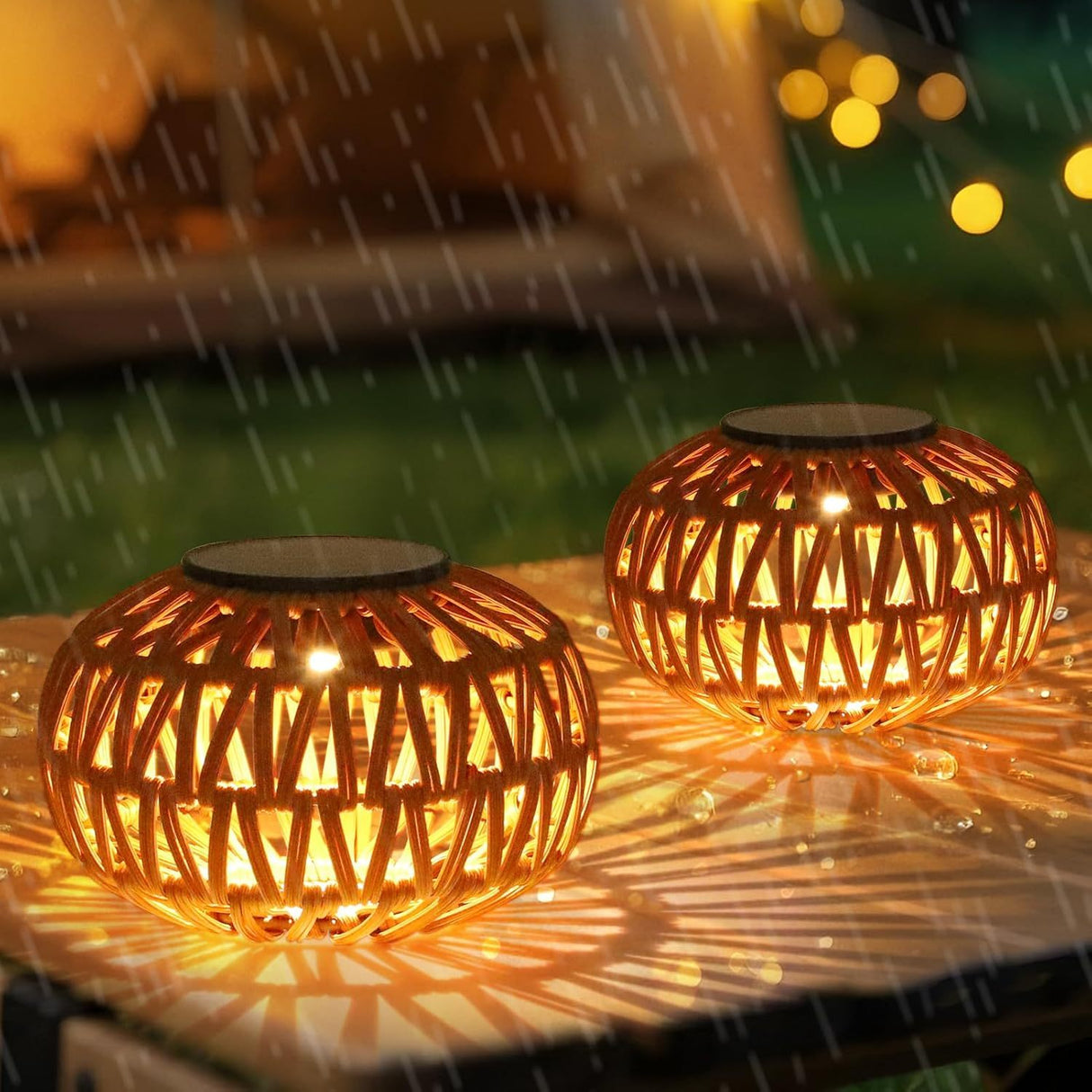 2 Pack Solar Lanterns Outdoor Waterproof Table Lamp Decor
