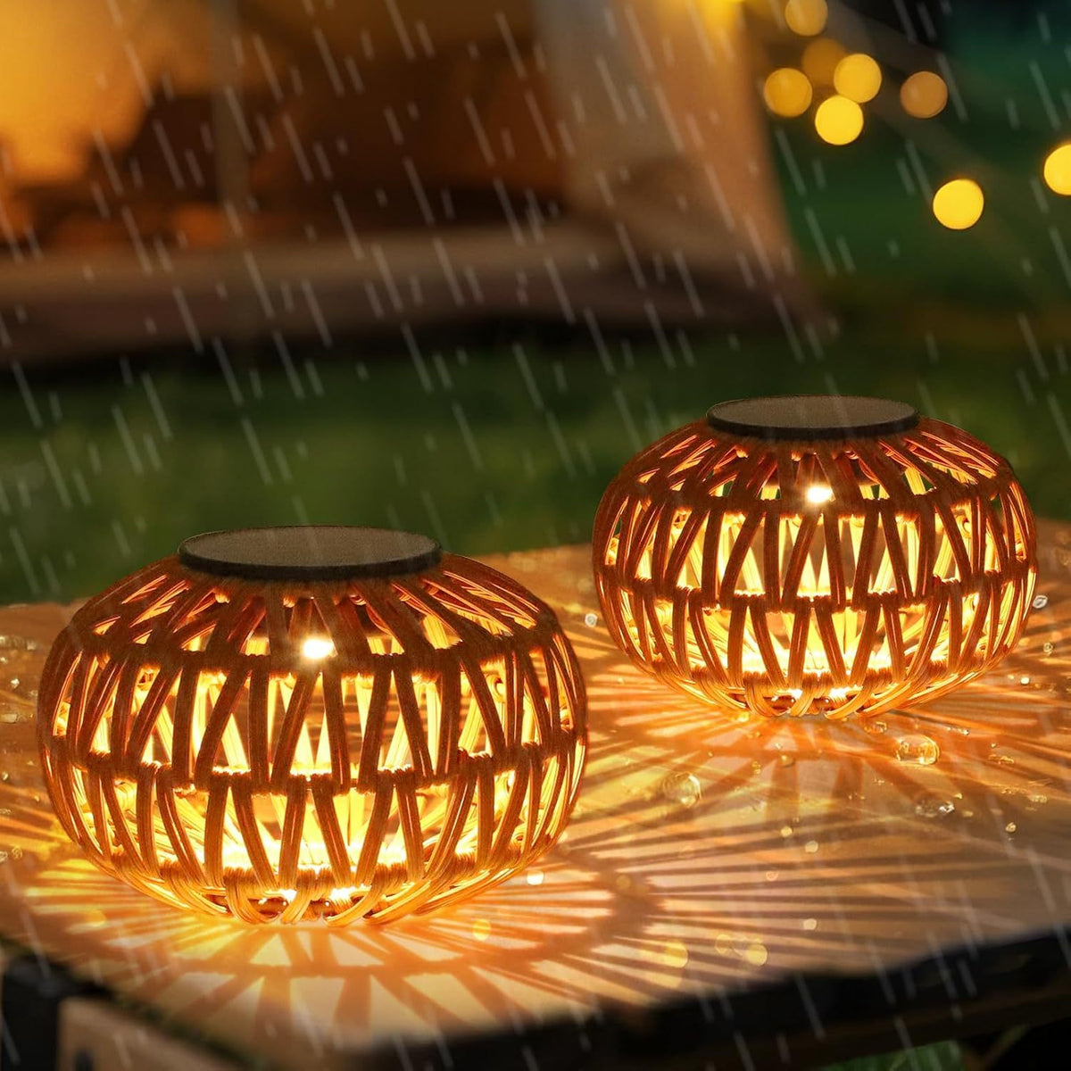 2 Pack Solar Lanterns Outdoor Waterproof Table Lamp Decor